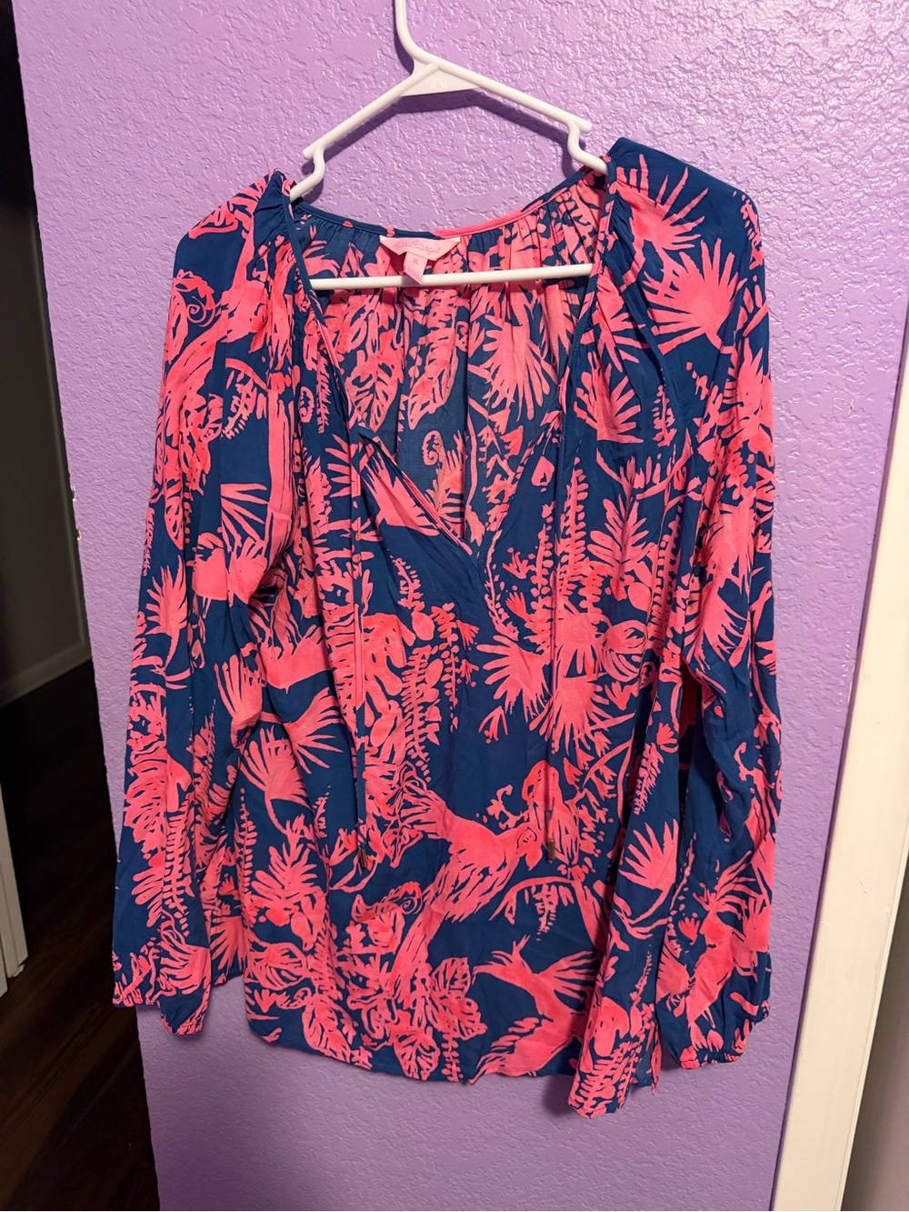 Lilly Pulitzer Navy and Coral Tropical Print Tunic